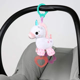 Bright Starts Sparkle & Shine Unicorn On-The-Go Rattle Teether Plush Dangle Clip Baby Toy - Aura In Pink Inc.