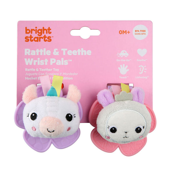 Bright Starts Unicorn & Llama Rattle Teether Wrist Pals Baby Toys