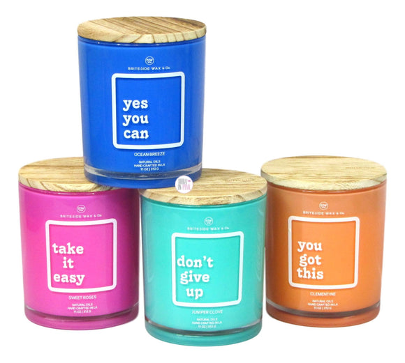 Briteside Wax Inspirational Natural Oils Collection Glass Jar Candles - Various Scents - Aura In Pink Inc.