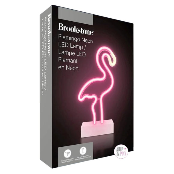 Brookstone Pink Flamingo Tabletop LED Neon Lamp Light