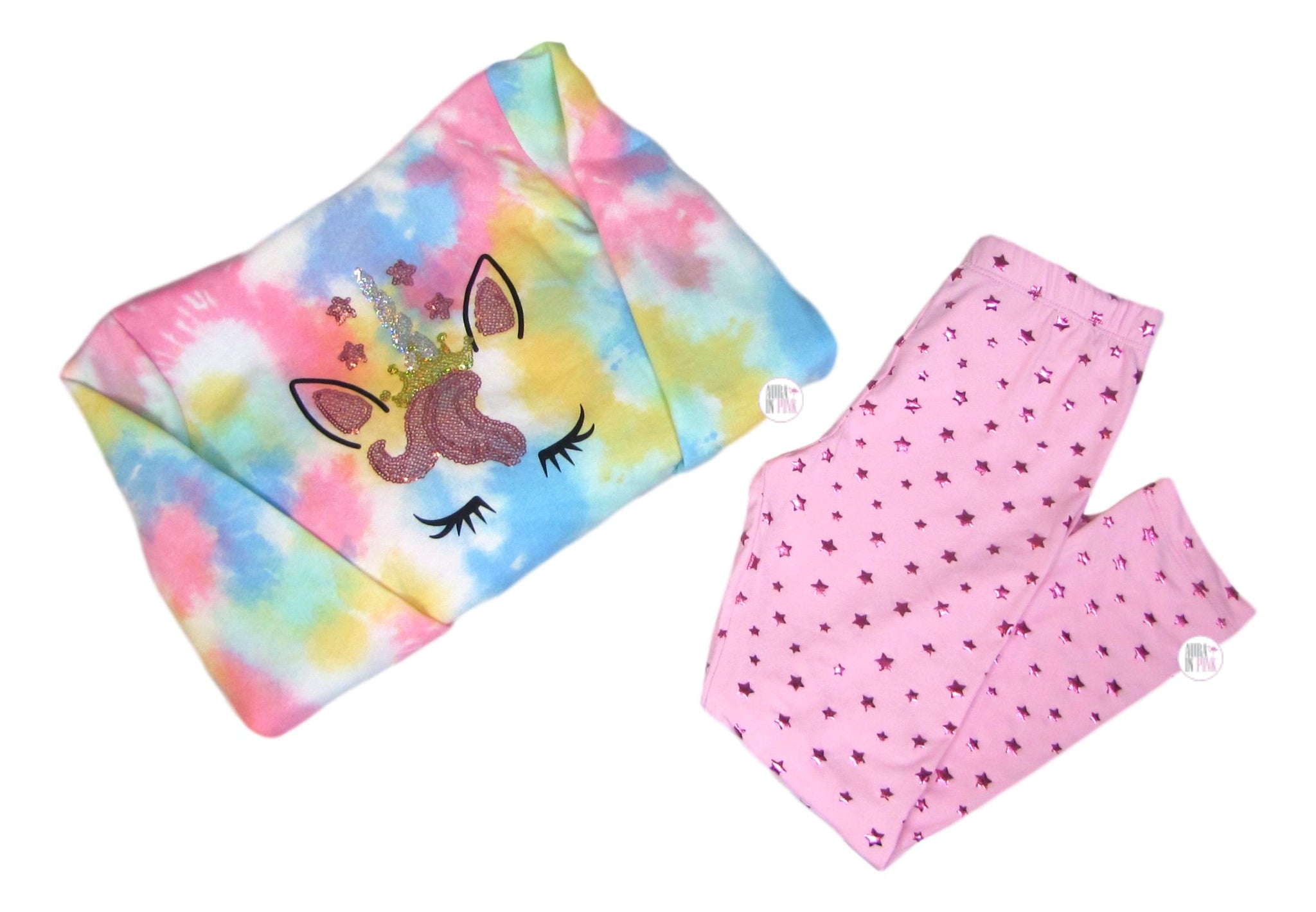 Btween Cotton Candy Rainbow Pastel Fleece Sequin Unicorn Hoodie w Pink Aura In Pink Inc