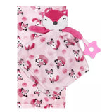 Buba Baby Pink Fox Super Soft & Cozy Plush Blanket & Plush Pink Fox Blanket Woobie Security Set