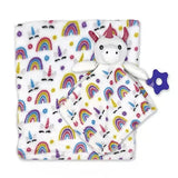 Buba Baby Unicorn & Rainbows Super Soft & Cozy Plush Blanket & Plush Matching Blanket Woobie Security Set