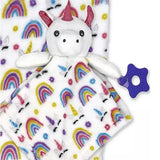 Buba Baby Unicorn & Rainbows Super Soft & Cozy Plush Blanket & Plush Matching Blanket Woobie Security Set