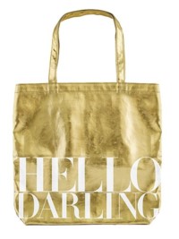Hello Darling Gold Tote - Aura In Pink Inc.