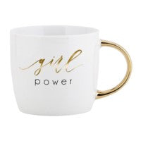 White & Gold Girl Power Coffee Mug - Aura In Pink Inc.