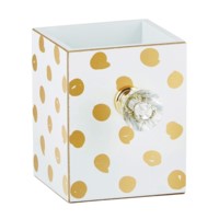 White & Gold Polka Dot Crystal Knob Organizer Box - Aura In Pink Inc.