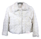 C&C California Luxurious White Rosette Faux Fur Plush Coat - Aura In Pink Inc.