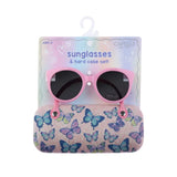 Capelli New York Pink Kids Sunglasses & Pastel Butterflies Iridescent Glitter Case Set