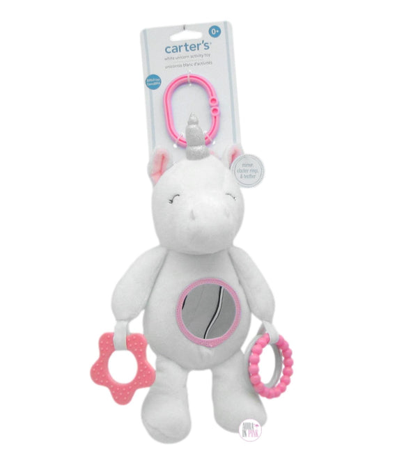 Carter's Baby Plush Unicorn Mirrored Activity Toy w/Teething Ring - Aura In Pink Inc.