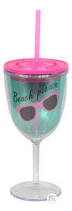 Pool Party Beach Please Pink Sunglasses Aquamarine Goblet Tumbler - Aura In Pink Inc.