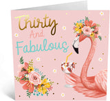 Central 23 Thirty And Fabulous Pink Flamingo Birthday Card - Aura In Pink Inc.