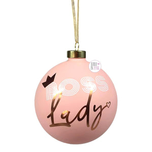 Christian Siriano New York Pink & Rose Gold Boss Lady Ball Ornament