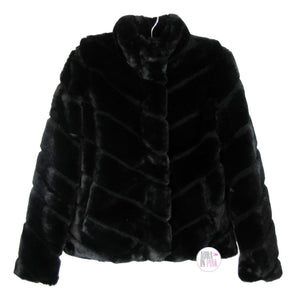 Ci Sono Kids by Cavalini Ultra Luxury Black Mink Faux Fur Plush Coat - Aura In Pink Inc.