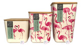 Circoa Eco Bamboo Fibre Mix Pink Flamingo Square Canisters w/Wooden Lids 3-Pc Set - Aura In Pink Inc.