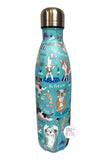 Clementine Paper Blue Doggy Yoga Large Stainless Steel Double-Wall Water Bottle - Aura In Pink Inc.
