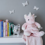 Cloud-B Ella Unicorn Blankie Buddies Pink Plush Pal w/Hidden Blanket Inside - Aura In Pink Inc.