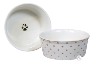 Coastline Imports Fido's Diner Classy Gold Ombre Polka Dots Ceramic Pet Bowl - Aura In Pink Inc.