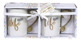Coco + Lola Premium Collection Boxed Fine Porcelain Mug Set of 2 - Happy Wife Happy Life - Aura In Pink Inc.