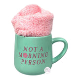 Coco + Lola Premium Collection Not A Morning Person Mint Green Coffee Mug & Pink Reading Socks Set