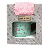 Coco + Lola Premium Collection Not A Morning Person Mint Green Coffee Mug & Pink Reading Socks Set