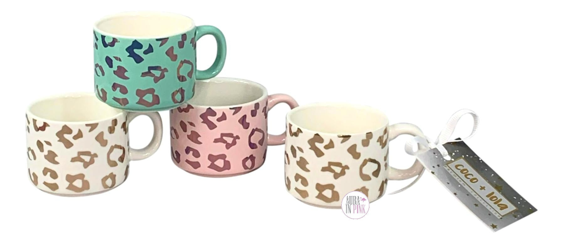 Coco + Lola Premium Collection Pastel Leopard Print Stackable Espresso –  Aura In Pink Inc.