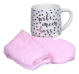 Coco + Lola Premium Collection Nana Needs Coffee & Wife Mom Boss Coffee Mug & Reading Socks Boxed Sets - Aura In Pink Inc.