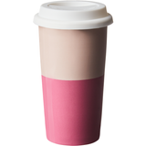Coffee Is My BFF Rose Gold Heart Two-Tone Pink Porcelain Travel Mug w/Silicone Lid