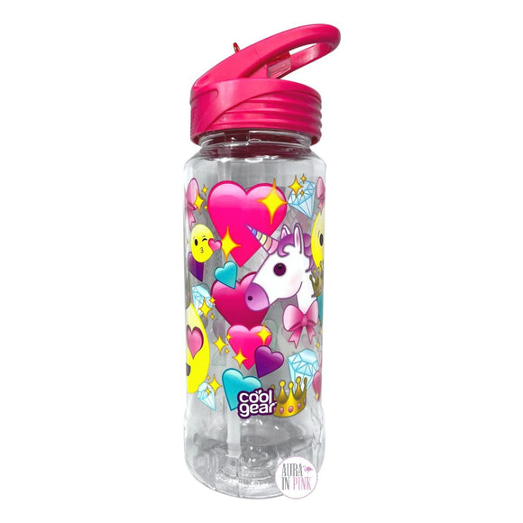cool gear bottle Cool Gear Unicorn Emojis Pink Flip Top Lid Bottle w/Carry Handle – Aura In Pink Inc