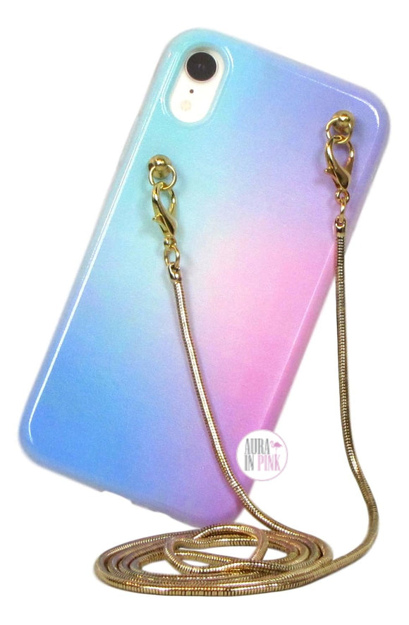 Core Audio Cotton Candy Pastel Crossbody Chain iPhone XR Case - Aura In Pink Inc.