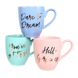 Dare to Dream Large Pastel Coffee Mugs - Aura In Pink Inc.