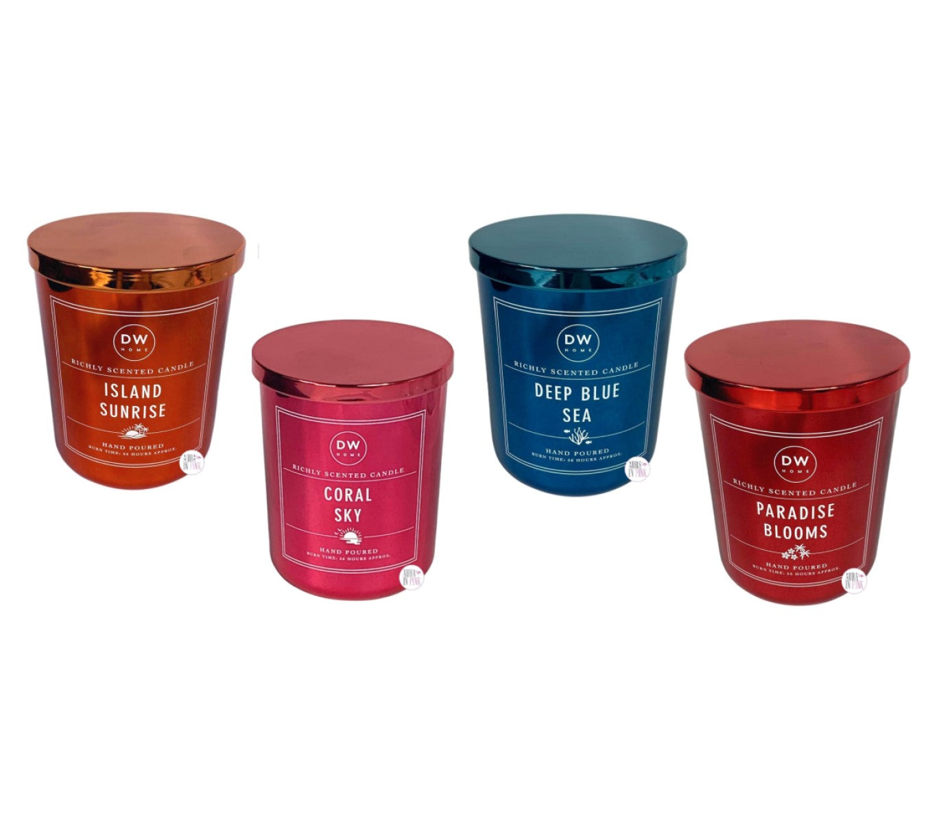 香气 DW Home浓郁香气和手工倒入玻璃罐装蜡烛的蜡烛（带盖）-各种香气– Aura In Pink Inc.