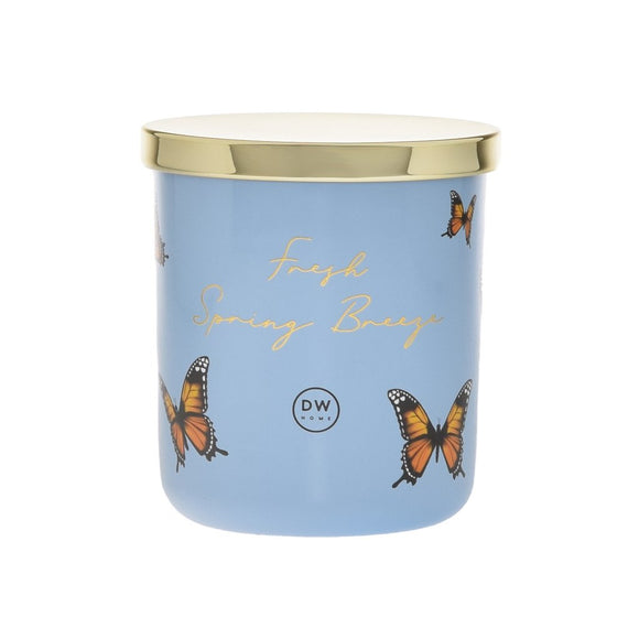 DW Home Large Double Wick Richly Scented & Hand Poured Fresh Spring Breeze Monarch Butterflies Candle in Glass Jar w/Lid - Aura In Pink Inc.