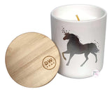 DW Home Large Single Wick Richly Scented & Hand Poured Vanilla Bean Unicorn Candle in Glass Jar w/Wooden Lid - Aura In Pink Inc.