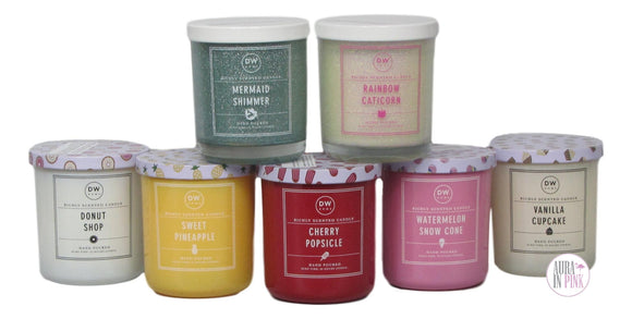 DW Home Richly Scented & Hand Poured Candles in Glass Jars w/Lids - Various Scents - Aura In Pink Inc.