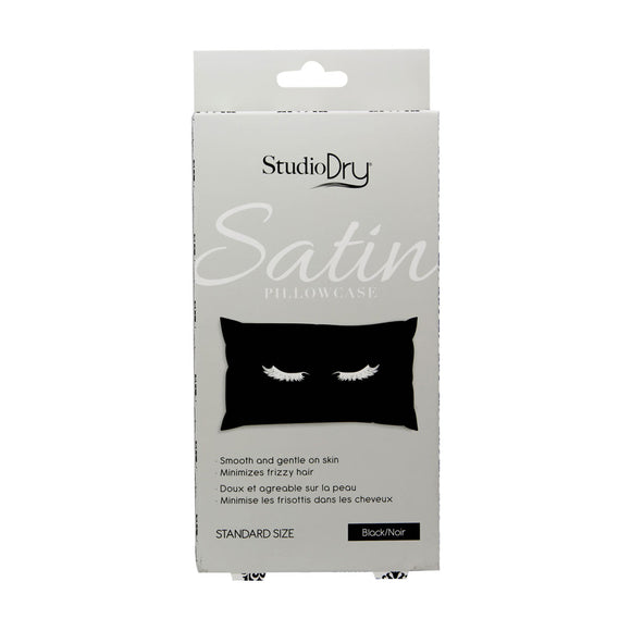 Danielle Studio Dry Luscious White Eyelashes On Black Satin Standard Pillowcase