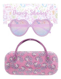 Dazey Shades Kids Pink Heart Sunglasses & Bougie Glam Unicorn Case Set - Aura In Pink Inc.