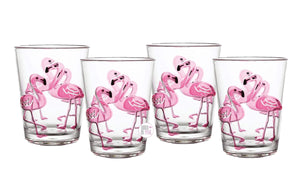Tommy Bahama Debossed Pink Flamingo Clear Outdoor Drinkware Sets of 4 - 2 Sizes Available - Aura In Pink Inc.