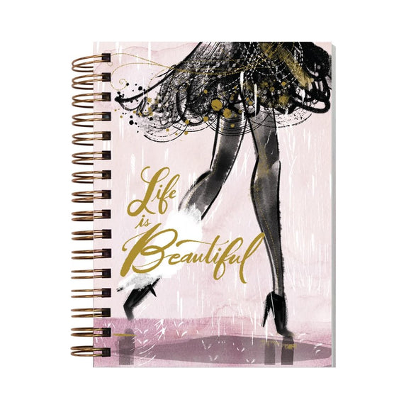 Designer Papers Life Is Beautiful Black Party Dress & High Heels Spiral-Bound Notebook