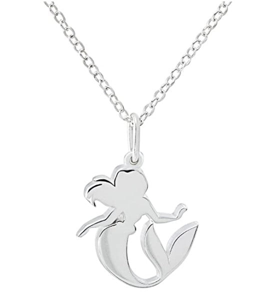 Disney Little Mermaid Ariel Silhouette Sterling Silver Pendant Necklace