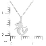 Disney Little Mermaid Ariel Silhouette Sterling Silver Pendant Necklace - Aura In Pink Inc.