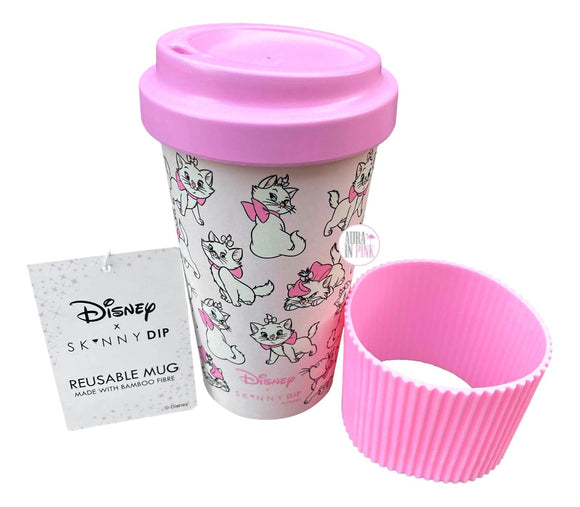 Disney x SkinnyDip London The Aristocats Marie Cat Pink Reusable Bamboo Travel Mug w/Sleeve & Lid - Aura In Pink Inc.