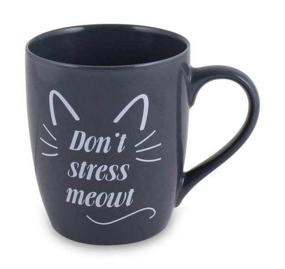 Don't Stress Meowt Cat Storm Grey Ceramic Coffee Mug - Aura In Pink Inc.