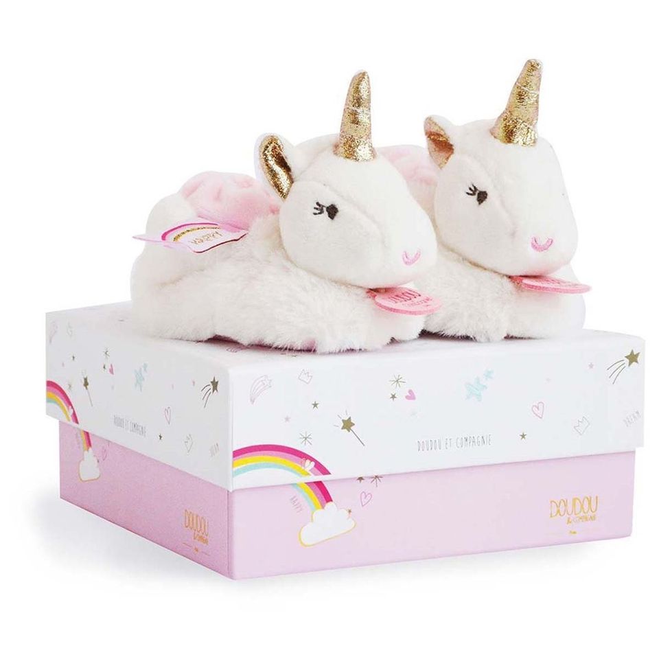 Doudou Et Compagnie Paris Plush Unicorn Rattle Baby Slippers 0-6 Month –  Aura In Pink Inc.