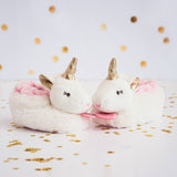 Doudou Et Compagnie Paris Plush Unicorn Rattle Baby Slippers 0-6 Months - Aura In Pink Inc.
