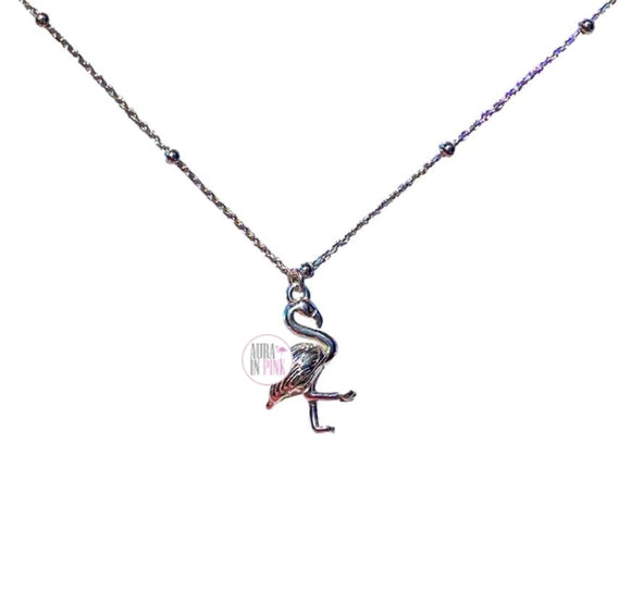 Dyadema Fine Italian Sterling Silver Flamingo Saturn Chain Pendant Necklace - Aura In Pink Inc.