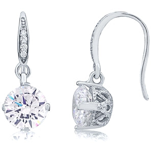 Sterling Silver Dangling Round CZ Earrings - Aura In Pink Inc.
