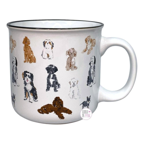 Eccolo Beth Briggs Watercolor Multi-Breed Dogs Camper-Style White Ceramic Mug