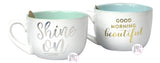 Eccolo Dayna Lee Collection XL Coffee/Soup Mugs - Shine On & Good Morning Beautiful - Aura In Pink Inc.
