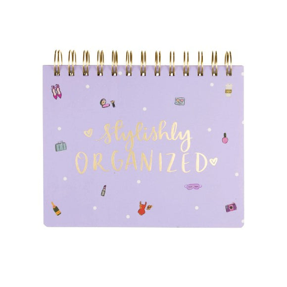 Eccolo Dayna Lee Collection Stylishly Organized Notes, Lists & To-Do's Tab Divider Purple Gold Spiral-Bound Notebook
